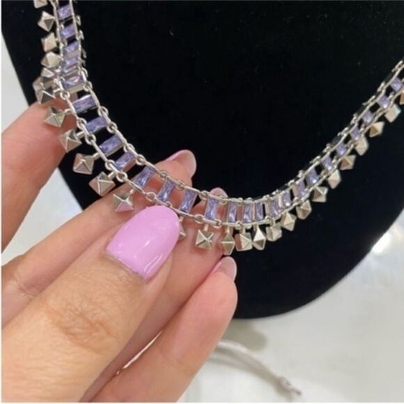 NWT Kendra Scott square stud and lilac crystal necklace - Picture 2 of 8